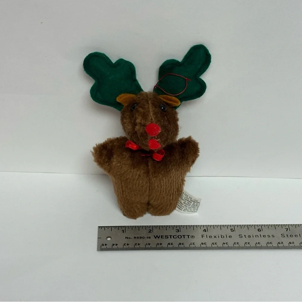 Christmas Ornament Plush Brown Mouse Green Moose Antlers 6.5 in. Rex & Lee Co.